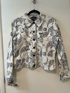 lty Black & White Paisley Button-Front Jacket by